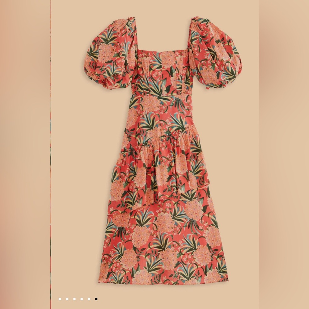 Farm Rio Red Pineapple Bloom Cut Out Midi Dress - Picture 9 of 9